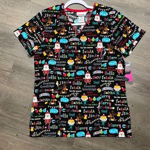 Christmas Scrub Top Size:S
